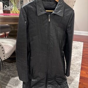 Women's Black Leather Coat